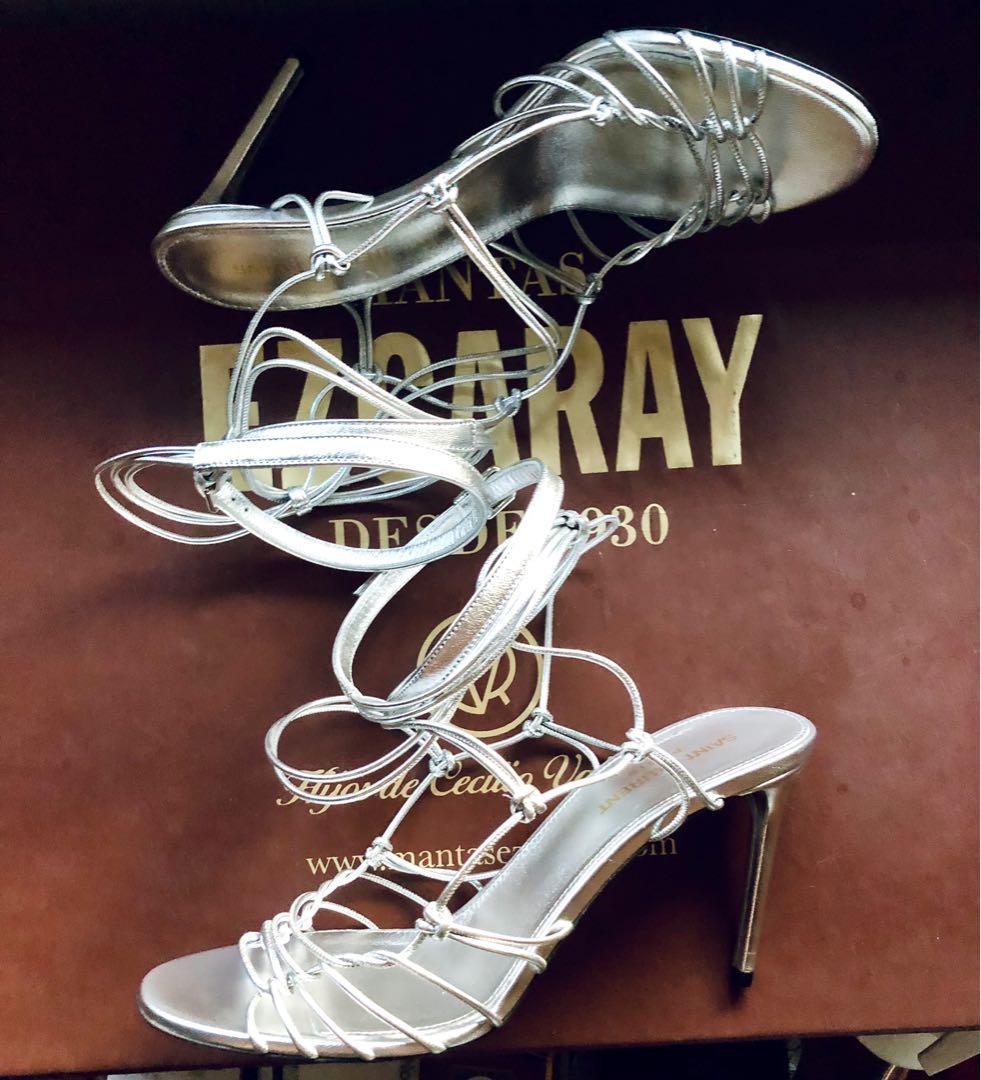 Saint laurent robin new arrivals metallic strappy sandals