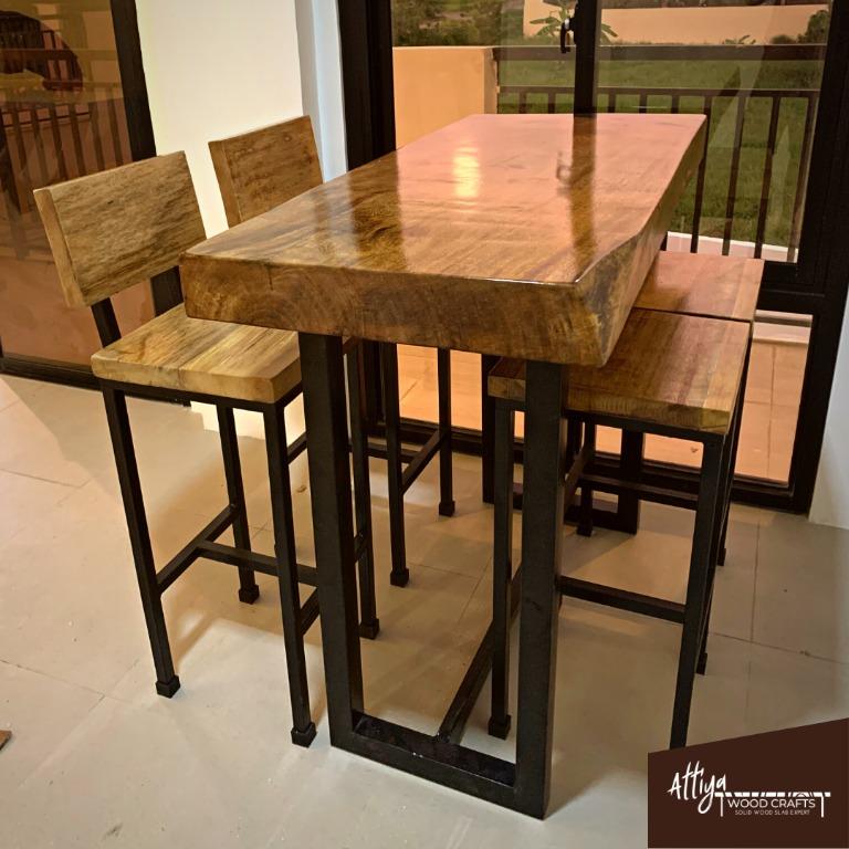 Solid Mango Wood Bar Table Set (Prices Vary), Furniture & Home Living
