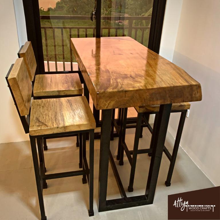Solid Mango Wood Bar Table Set (Prices Vary), Furniture & Home Living