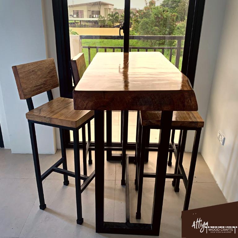 Solid Mango Wood Bar Table Set (Prices Vary), Furniture & Home Living