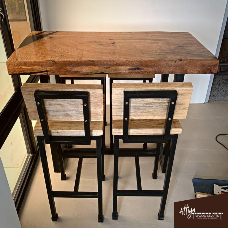 Solid Mango Wood Bar Table Set (Prices Vary), Furniture & Home Living
