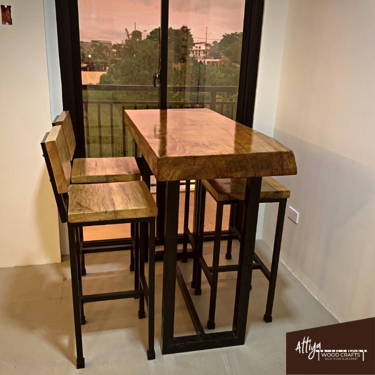 Solid Mango Wood Bar Table Set (Prices Vary), Furniture & Home Living