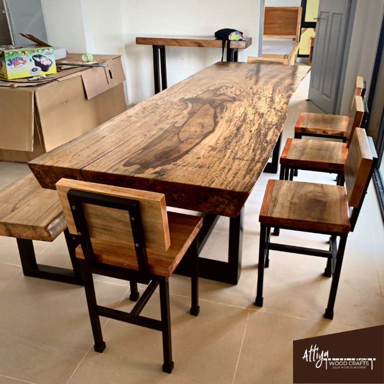 Solid Mango Wood Dining Table Set (Prices Vary), Furniture & Home