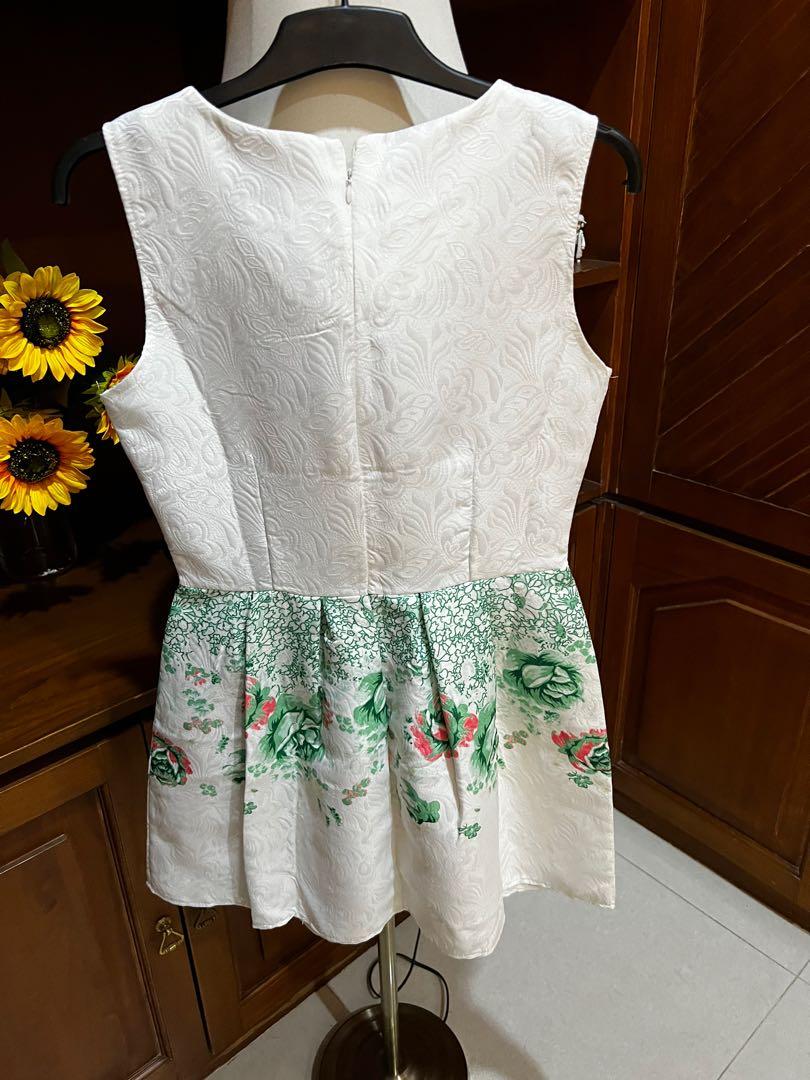 Spring white green dress, Fesyen Wanita 