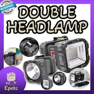Super Bright 100000LM 40W Double Head Handheld LED Spotlight Flashlight Searchlight Waterprof