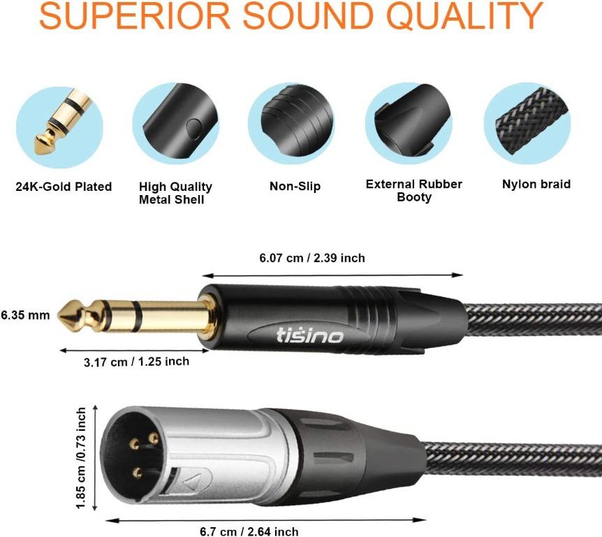 TRS 1/4 Inch to XLR Cable XLR 3-Pin Female to Quarter Inch Male Balanced  XLR to Jack 6.35mm TRS Signal Interconnect Cord