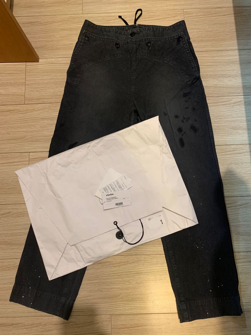 Visvim HOLMAN PANTS DMGD Black Size1, 男裝, 褲＆半截裙, 牛仔褲 