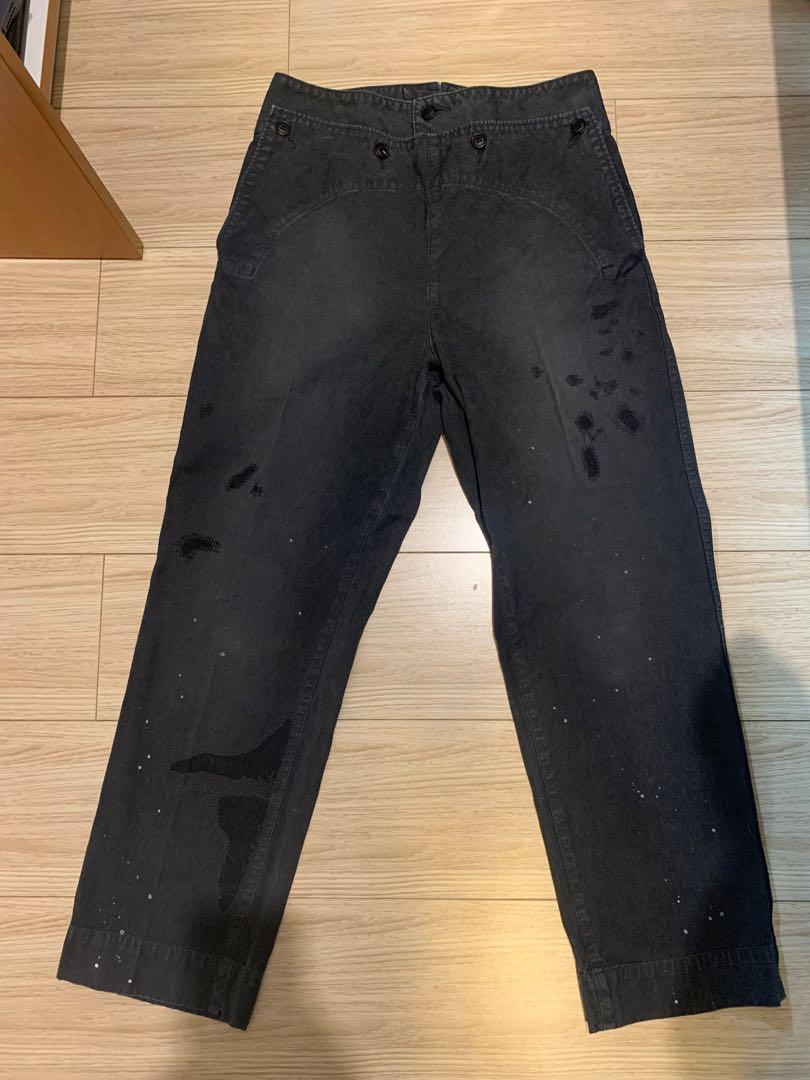 Visvim HOLMAN PANTS DMGD Black Size1, 男裝, 褲＆半截裙, 牛仔褲 