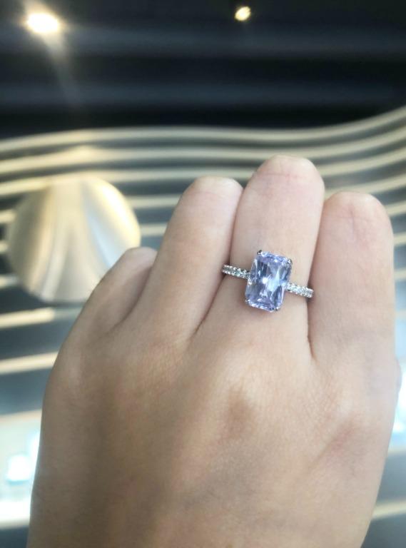 White sapphire emerald cut ring best sale