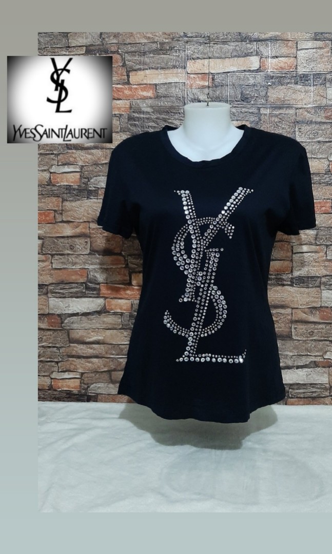 Yves Saint Laurent YSL Big Logo sparkle diamond shirt for her