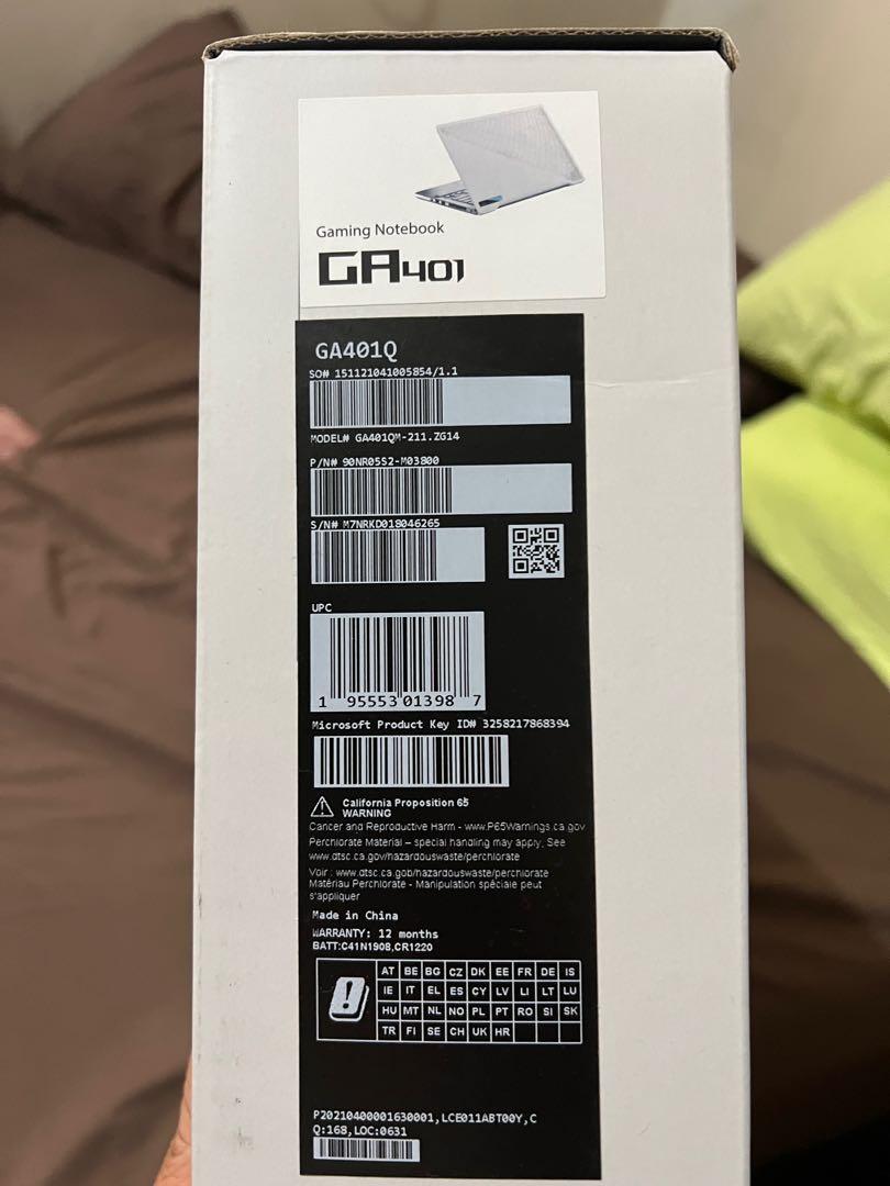 2021 ROG Zephyrus G14 Moonlight White Computers Tech Laptops