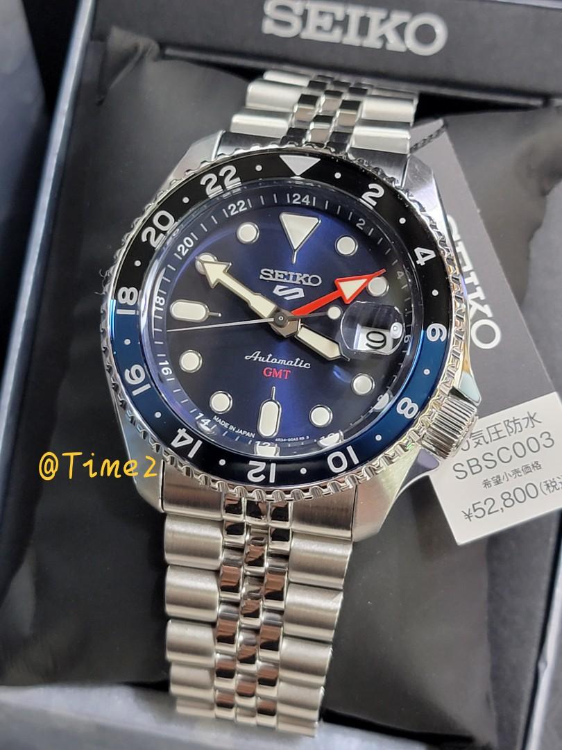 預訂日本製造Seiko 5 Sports GMT Blue 藍面SBSC003 made in Japan 直徑