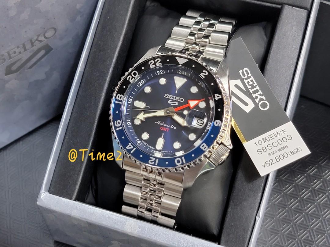 預訂日本製造Seiko 5 Sports GMT Blue 藍面SBSC003 made in Japan 直徑