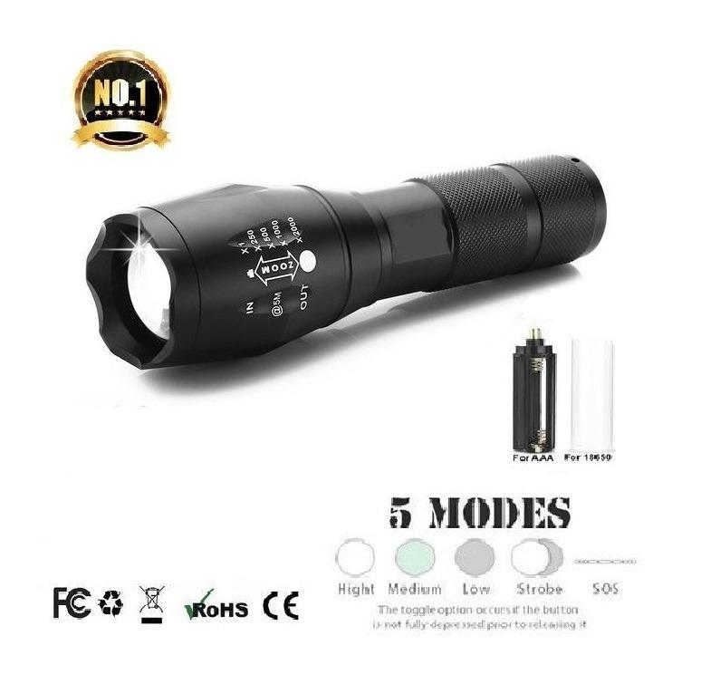 --超亮軍用 XML T6 防水 5 種模式可調焦 LED 手電筒 Ultra Bright Military XML T6 Water ...