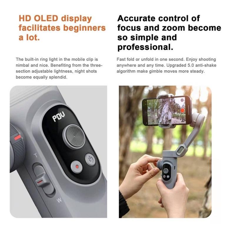 AOCHUAN Smart X Pro 3 Axis Handheld Gimbal with Fill Light for