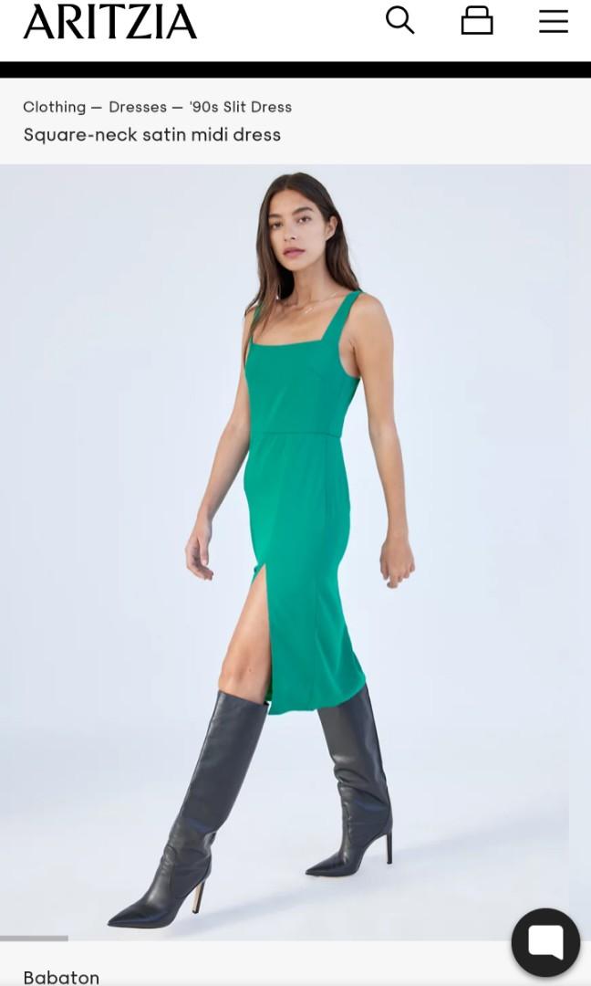 navy blue dress for baby girl Aritzia Babaton Women's 90s Slit Satin Midi Dress in Matte Pearl