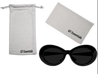 Authentic Black Clout Goggles by GT Essentials | Bold Retro Oval Mod Thick Frame Sunglasses