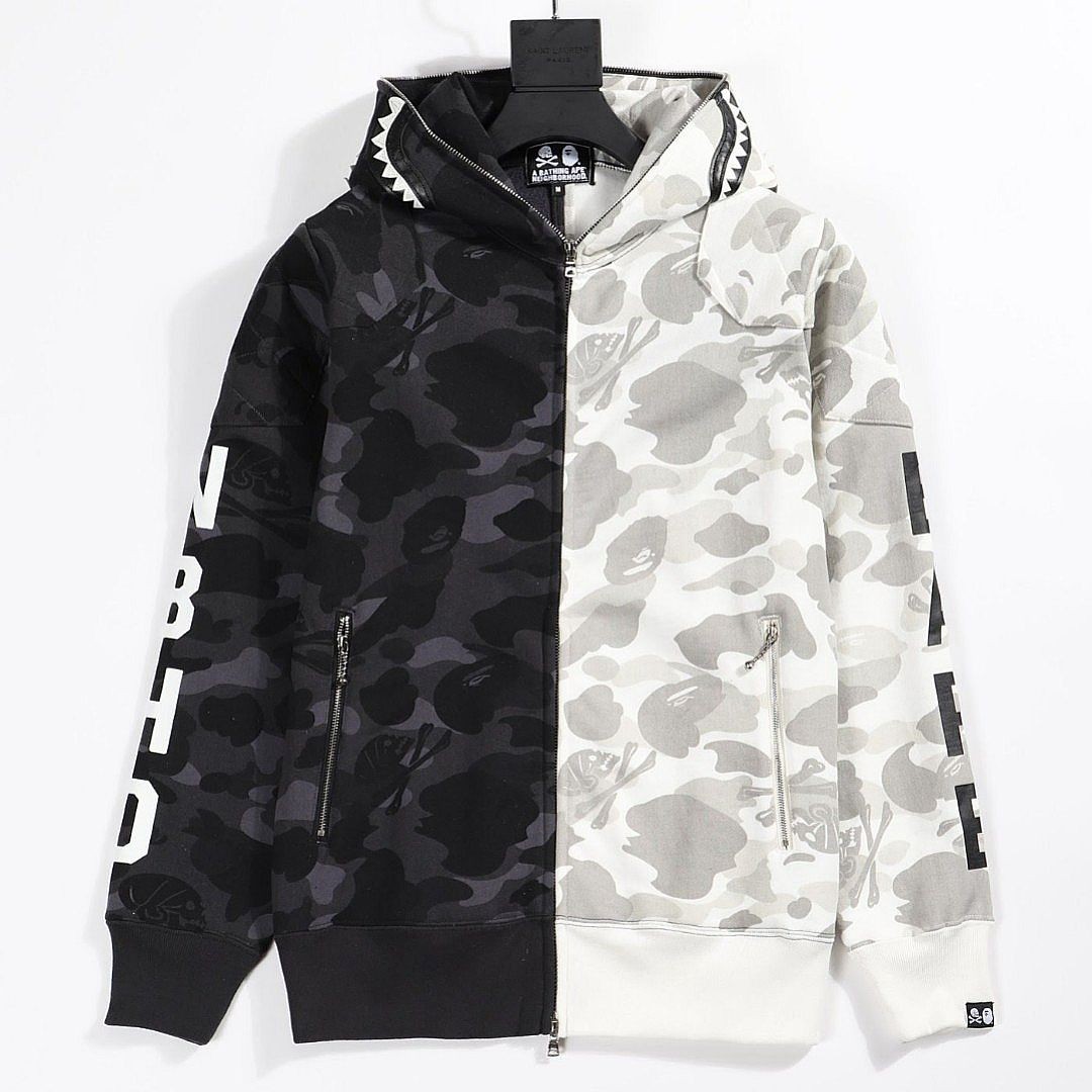 Black and white bape jacket hotsell