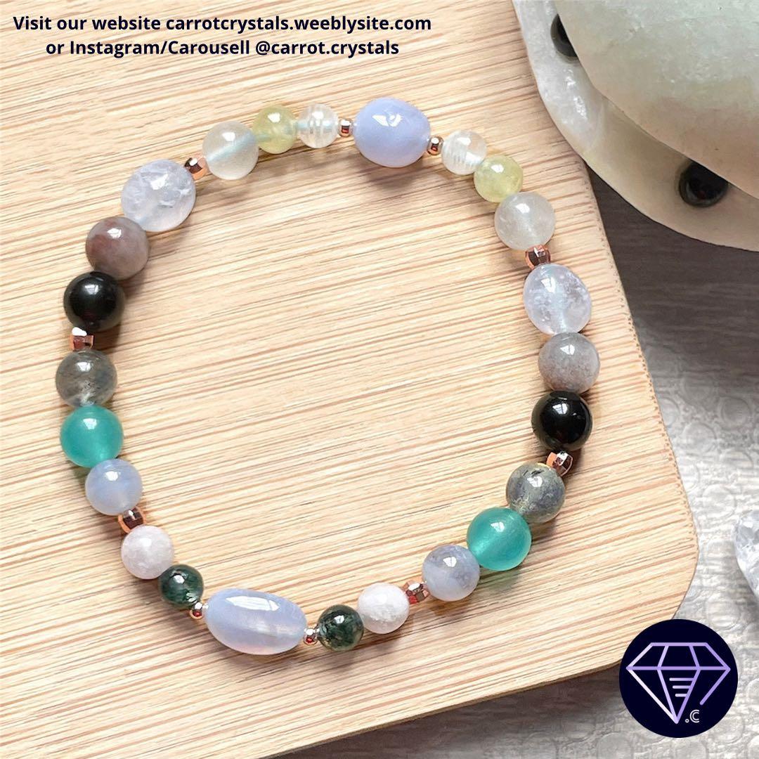 Dainty DIY Blue Lace Agate Obsidian Moss Agate Labradorite