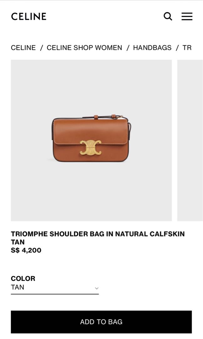 Celine Triomphe Shoulder Bag Natural calfskin full set & original