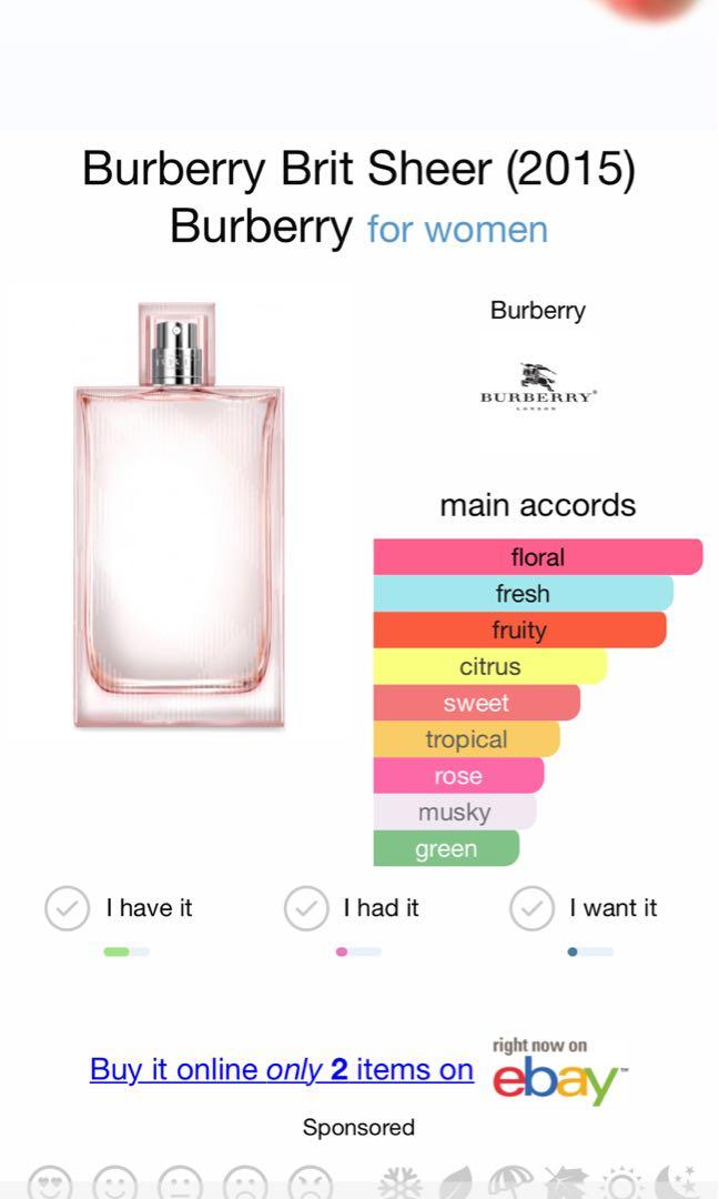 Burberry brit sheer Beauty Personal Care Fragrance