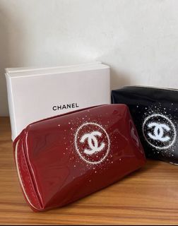 Chanel 化妝袋 雪花 黑色紅色 漆皮 購物禮 會員 cosmetic bag64238734318593110