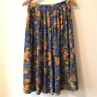 Vintage Chiffon Floral Midi Skirt