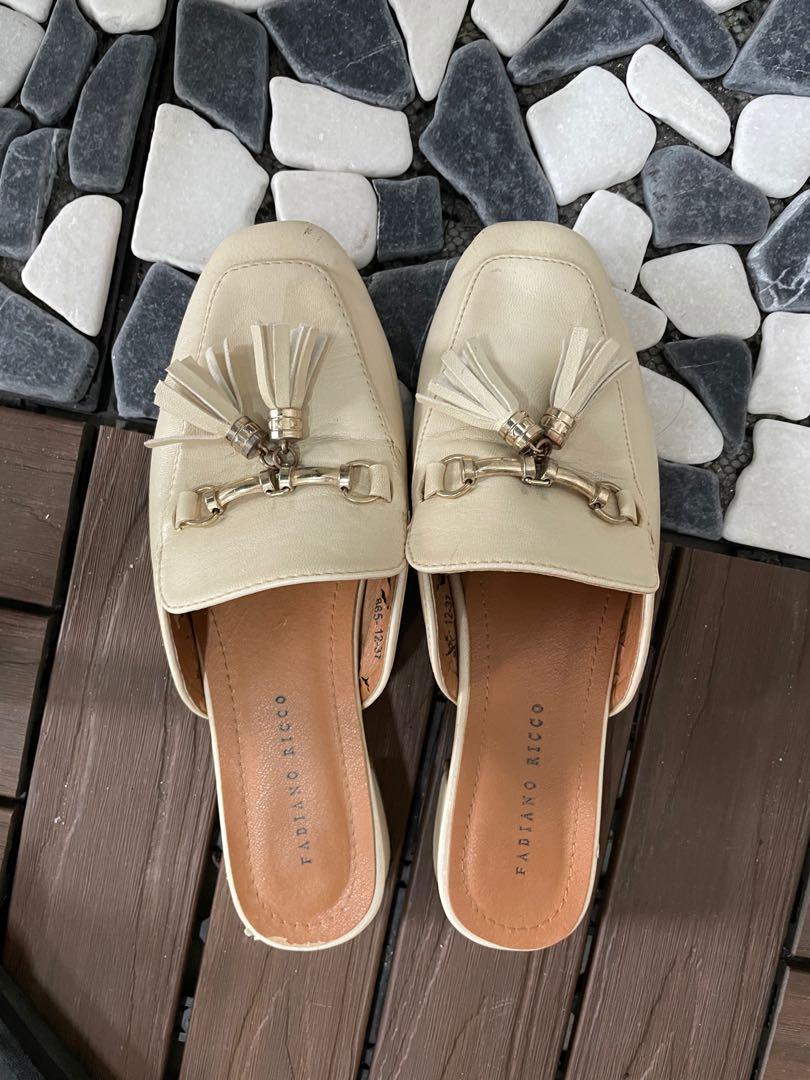 Cream backless loafers cheap