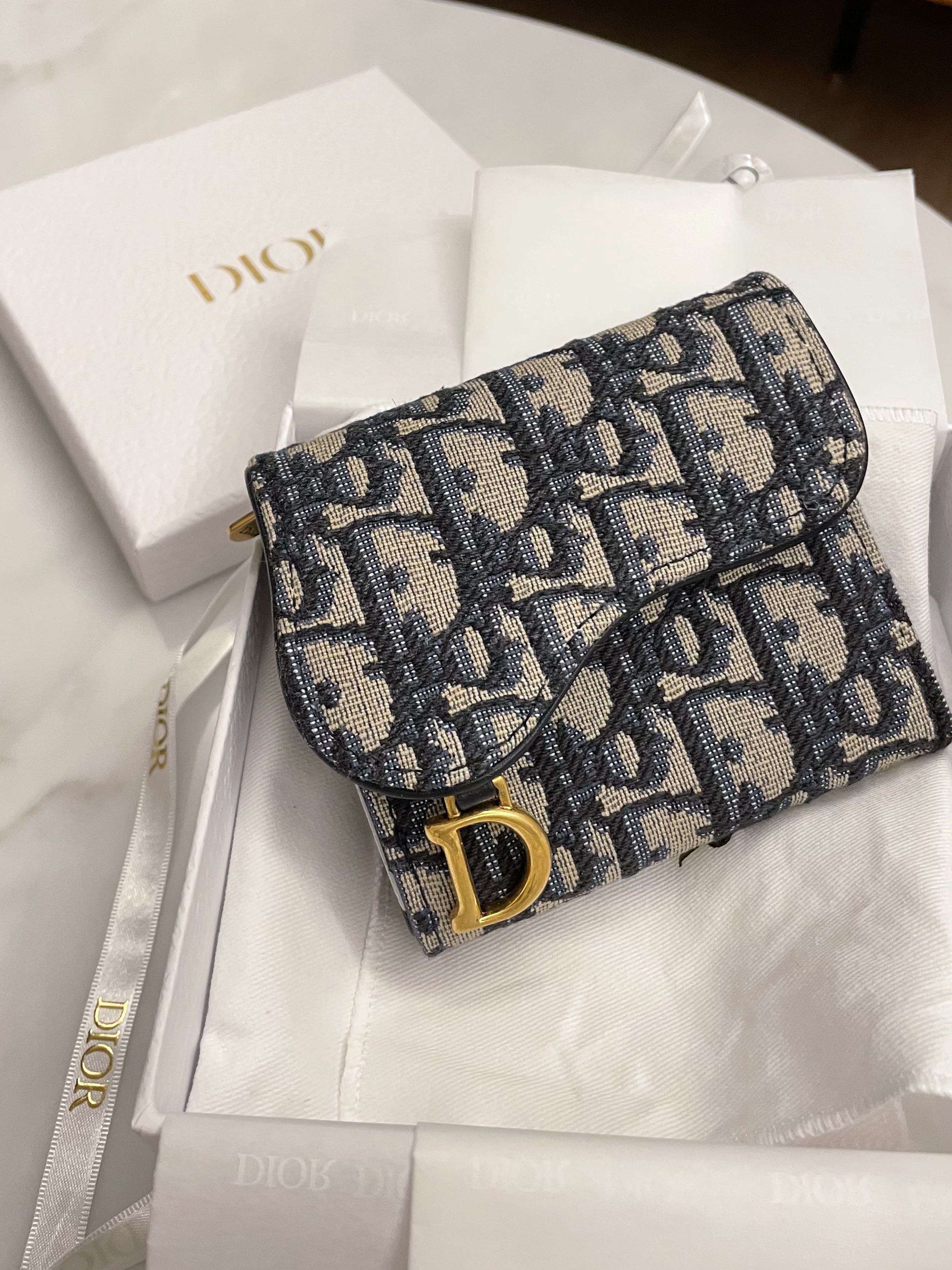 Dior Lotus Saddle Wallet (Oblique Jacquard), Women's Fashion, Bags ...
