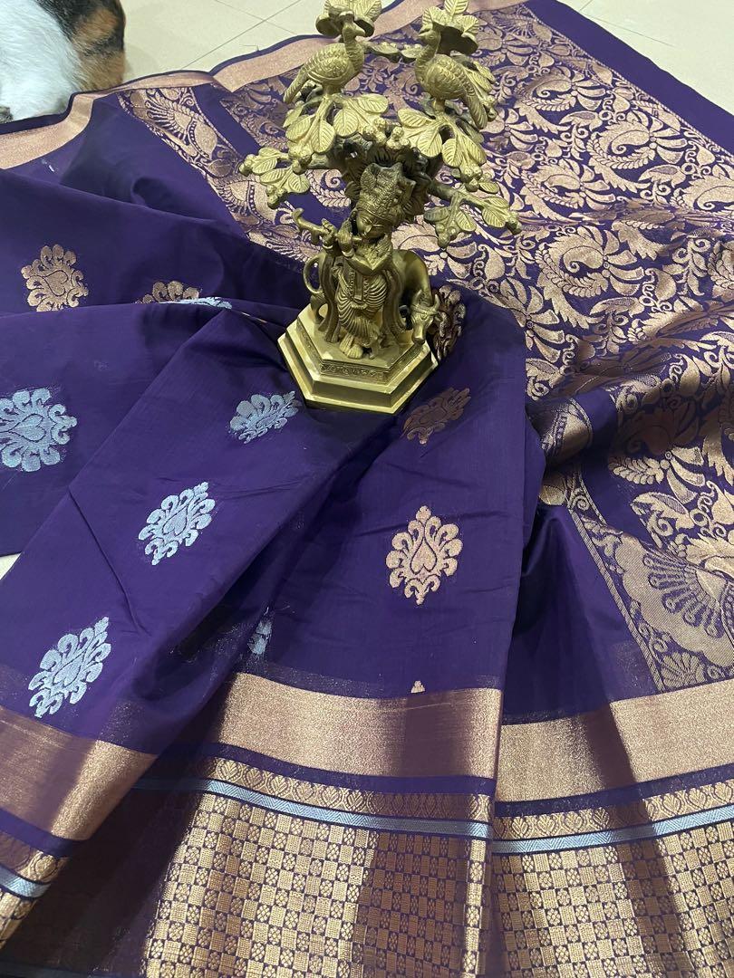 Fancy Pattu Saree with Silver and Copper Zaari Women s Fashion