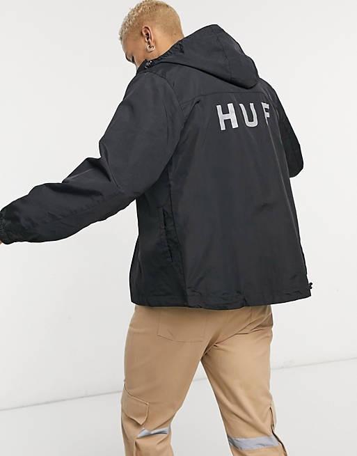 只著過一次上身)HUF Essentials Zip Standard Shell Jacket - BLACK