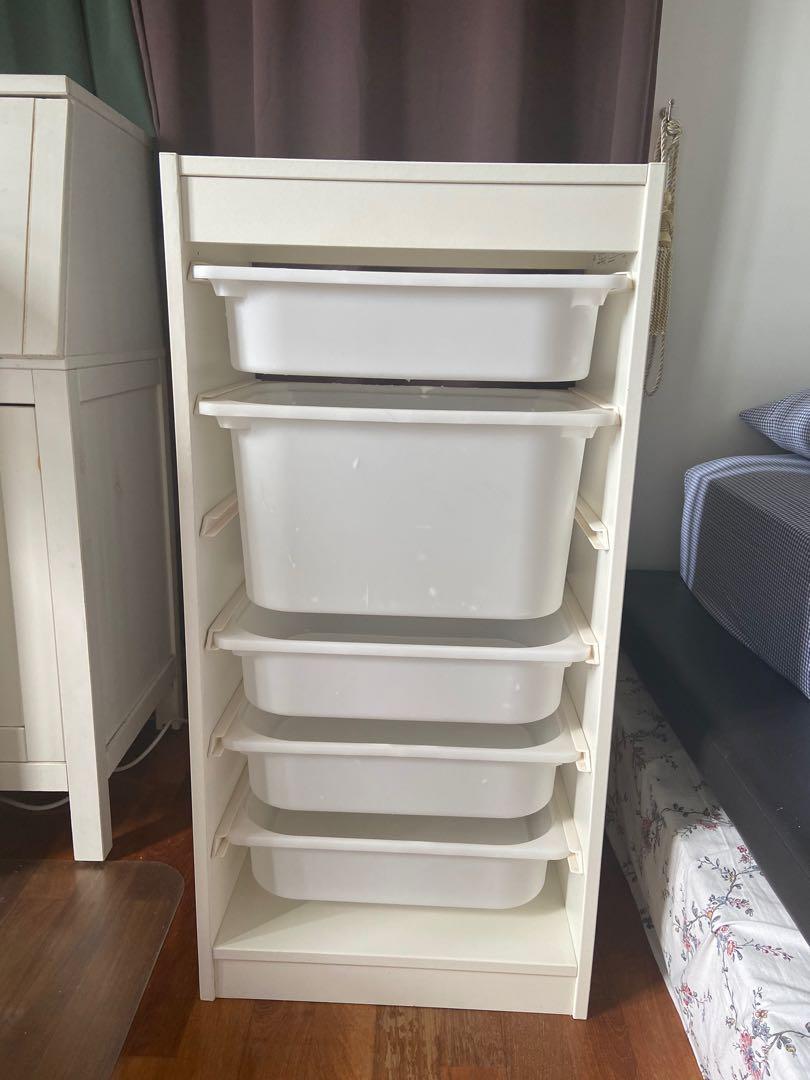 IKEA Storage unit with white boxes/bins, Furniture & Home Living