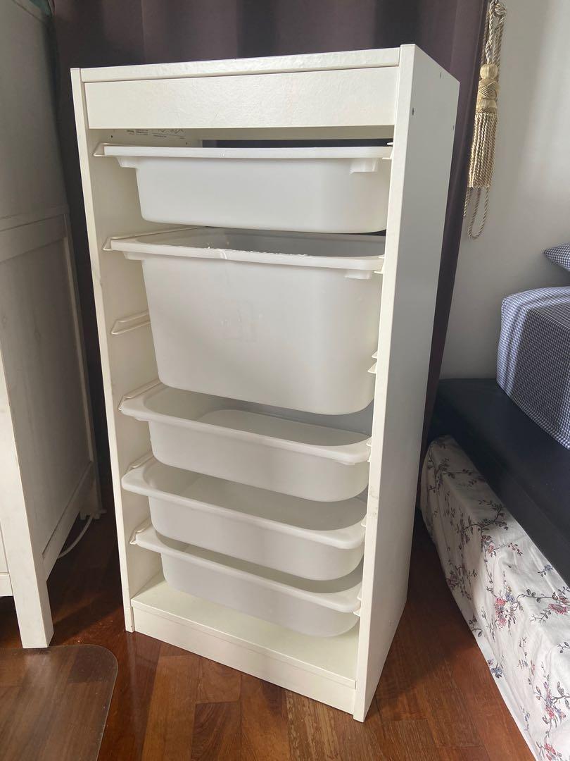 IKEA Storage unit with white boxes/bins, Furniture & Home Living