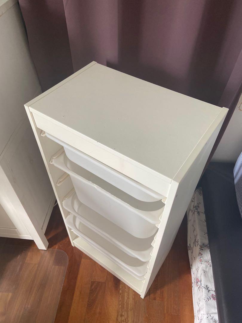 IKEA Storage unit with white boxes/bins, Furniture & Home Living
