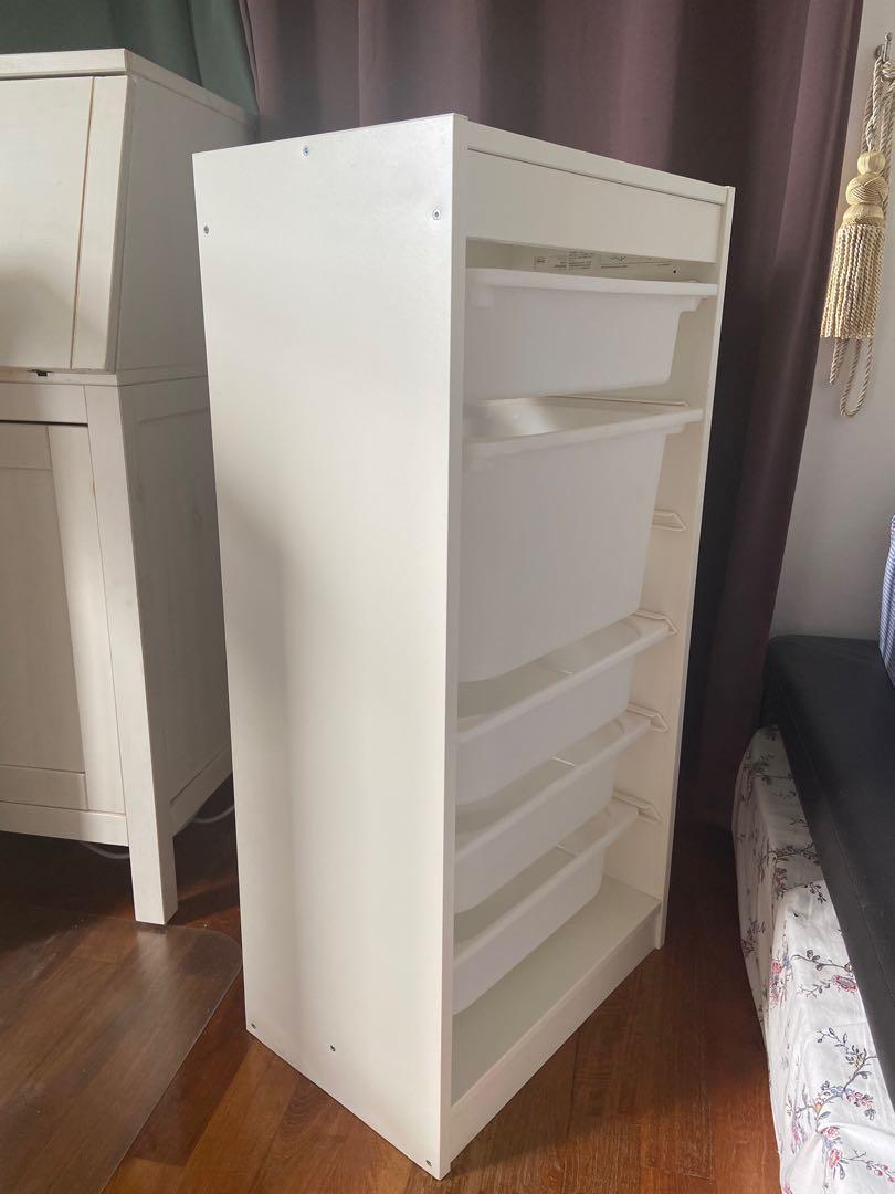 IKEA Storage unit with white boxes/bins, Furniture & Home Living