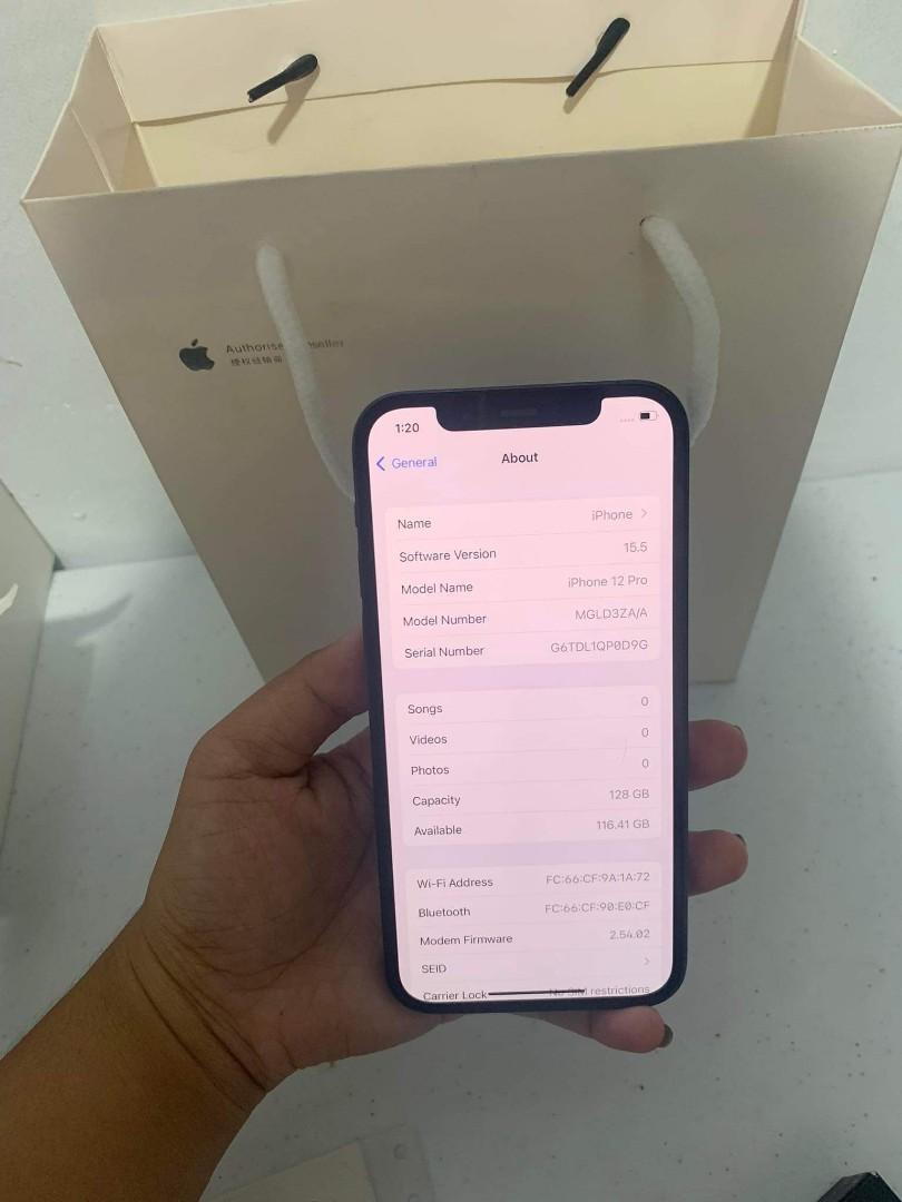 IPHONE 12PRO 128GB FACTORY UNLOCKED (Category: iPhone 12 Series) located in Caloocan City. Submitted by ombretedaniellemariz.deer (Listing ID 1172234959, Image 3). Description: For sale/swap Iphone 12pro Factory unlocked 83% battery health 97% smooth No issues Package: With replacement charger only. Selling : 35,500 Location: North Caloocan SHipping via LBC COP/COD.