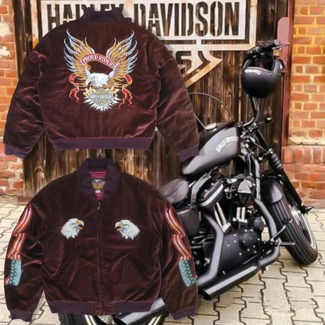 JAKET SUKAJAN BOMBER VTG VINTAGE HARLEY DAVIDSON VELVET BORDIR