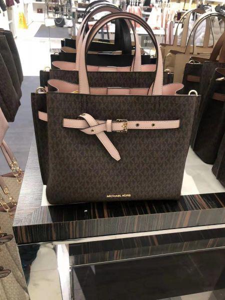 Michael+Kors+Emilia+Signature+MK+Leather+Medium%2Flarge+Satchel+Crossbody+Handbag  for sale online