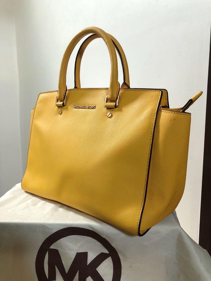 Michael Kors Yellow Selma Tote Bag, Luxury, Bags & Wallets on Carousell