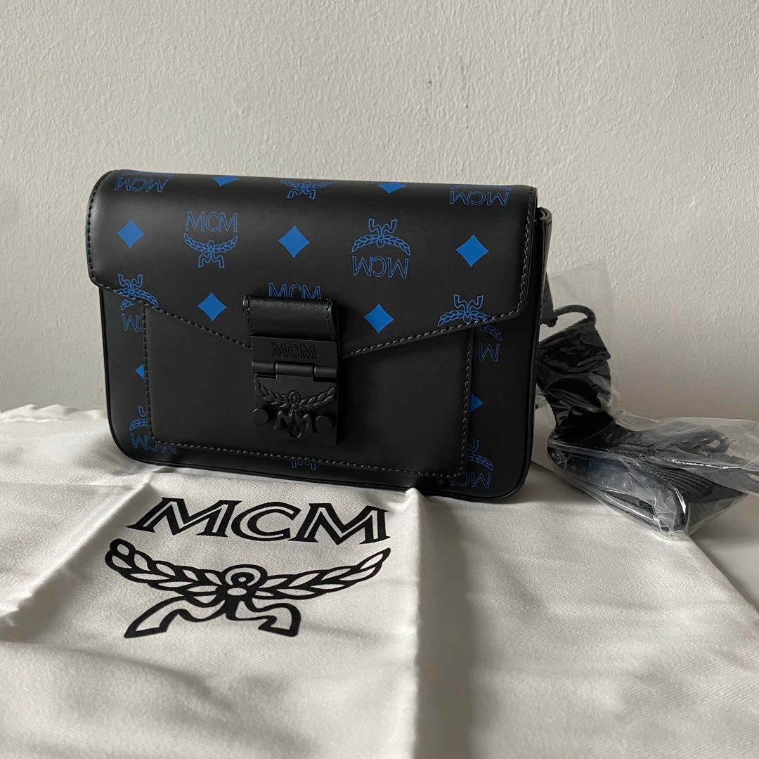 MCM Small Color Splash Logo Leather Millie Crossbody - Vallarta Blue