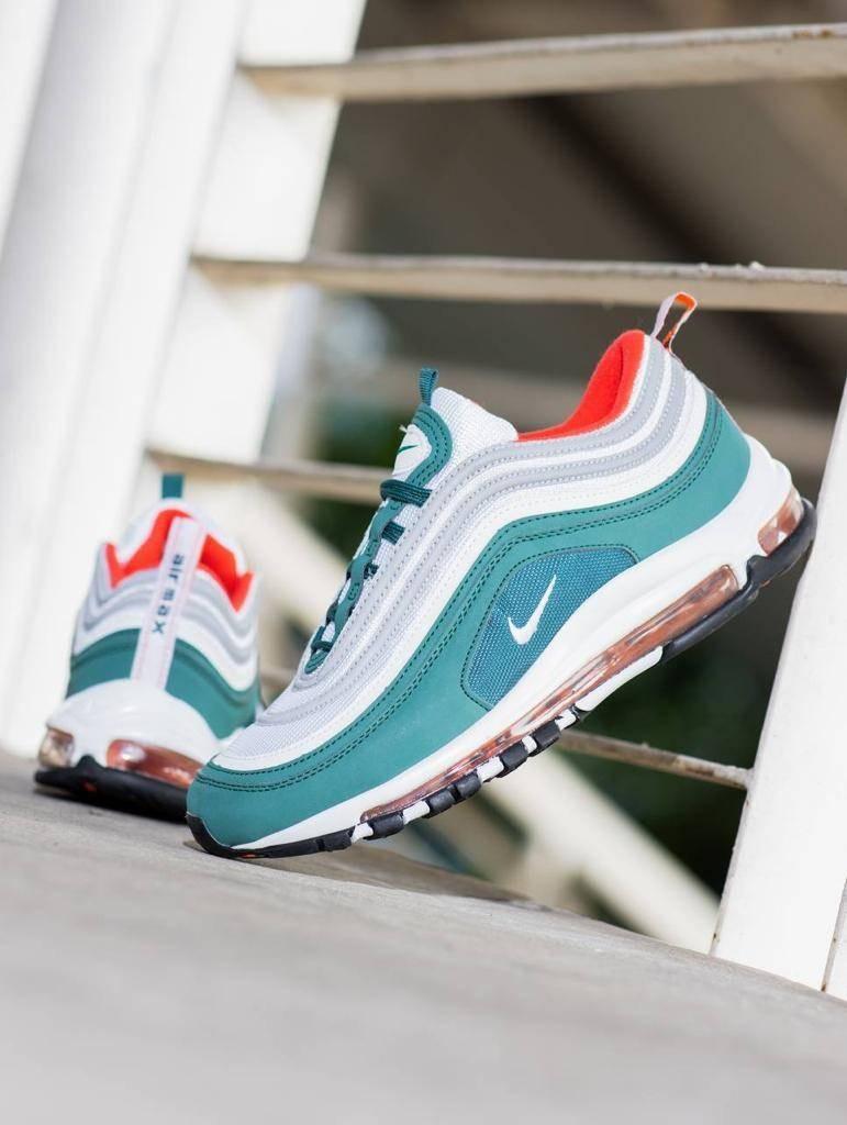 NIKE AIR MAX 97 GREEN RAINFOREST TEAM ORANGE Fesyen Pria Sepatu