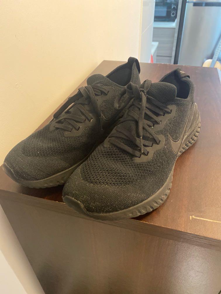 Epic react flyknit 2 triple black mens clearance