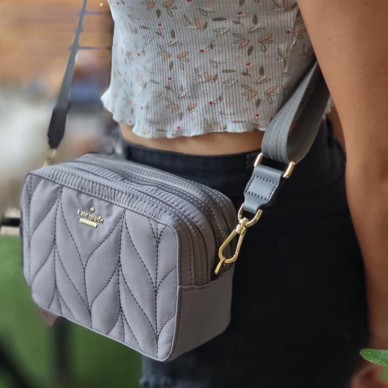 Guaranteed Authentic Kate Spade Ellie Double Zip Women's Nylon Camera Bag -  Grey