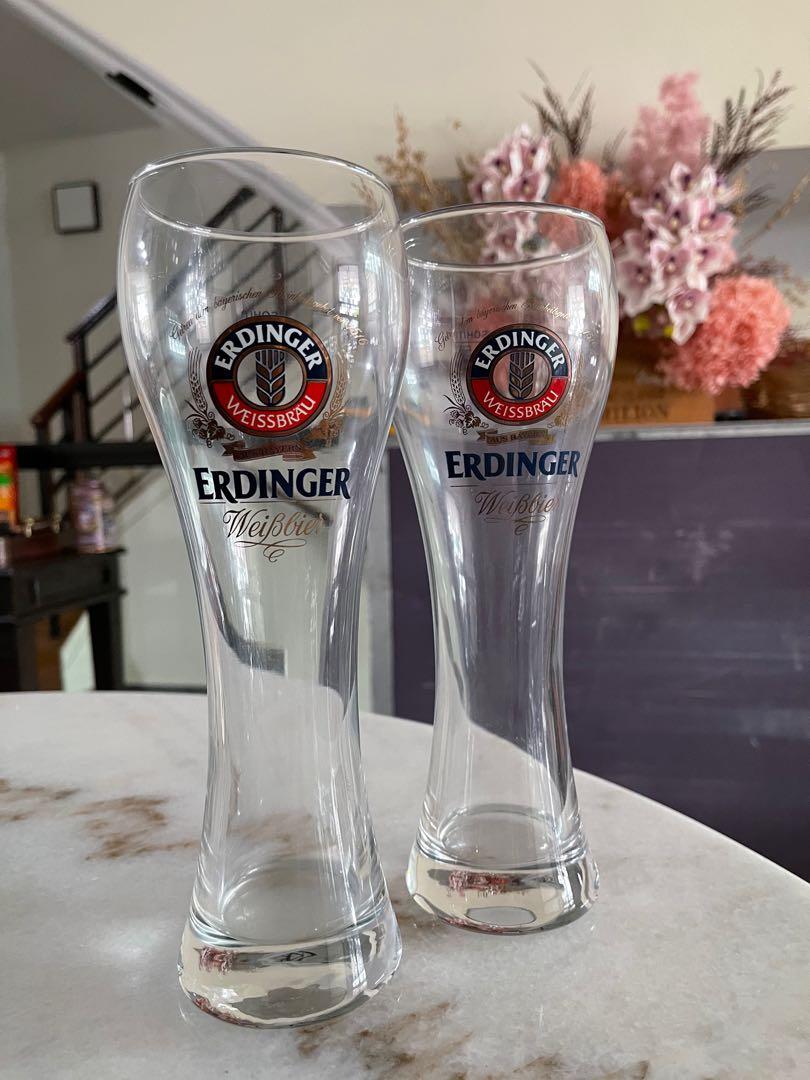 Pair of Erdinger beer glasses 0.5L, Food & Drinks, Alcoholic Beverages