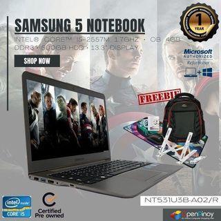 Preowned Intel Core I5-2557M 1.7GHZ Samsung 5 NT531U3B-A02/R NOTEBOOK with MAR Windows 10 Home 64-Bit