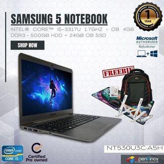 Preowned Intel Core I5-3317U 1.7GHZ Samsung 5 NT530U3C-A5H NOTEBOOK with MAR Windows 10 Home 64-Bit