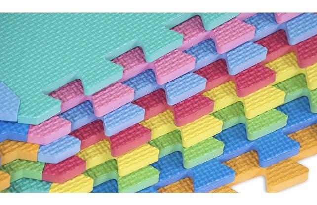 ProSource Kids Foam Puzzle Floor Play Mat with Solid Colors