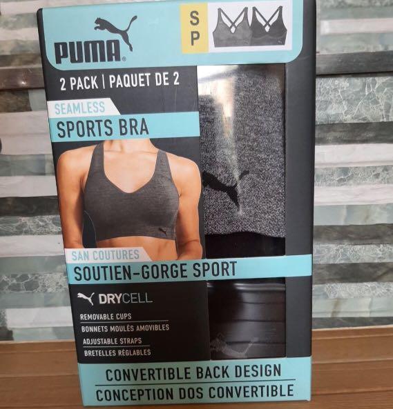 Puma Women's 2 Pack Seamless Sports Bra Removable Cup Convertible