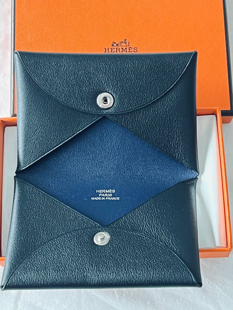 HERMES Epsom Verso Calvi Duo Card Case Bleu Saphir Bleu France