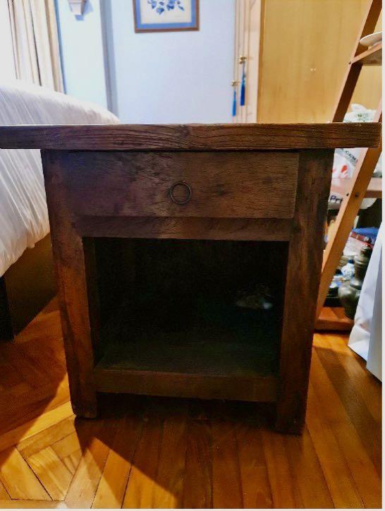 Reclaimed Solid Teak bedside Table Pair (x2), Furniture & Home Living